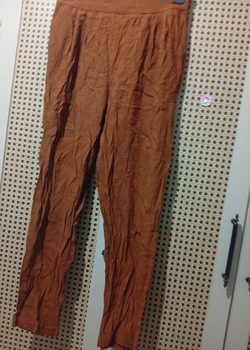 Kadın Kahverengi Keten Pilili Pantolon - Görsel 3