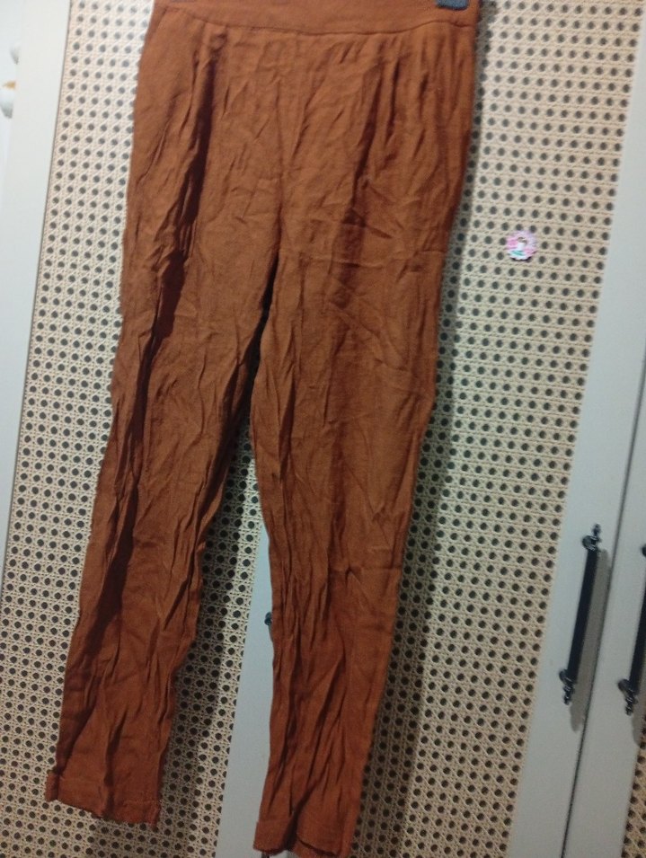 Kadın Kahverengi Keten Pilili Pantolon - Görsel 3