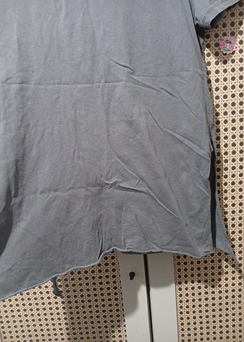 Gri Keten Kadın Tişört - Görsel 4