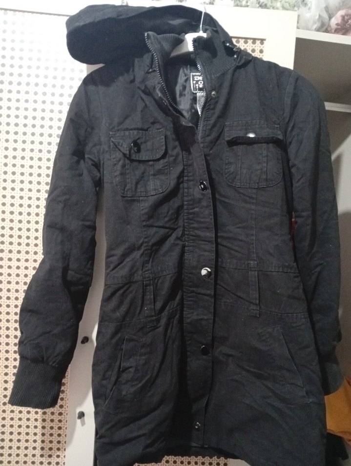 Düğmeli Siyah Kadın Kot Ceket - Görsel 2