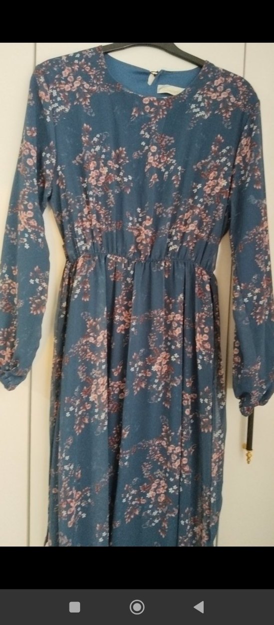 Bohem Tarz Uzun Lacivert Kadın Elbise - Görsel 3