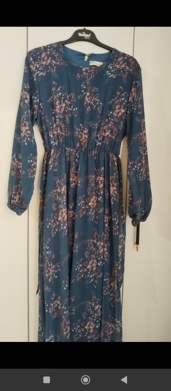 Bohem Tarz Uzun Lacivert Kadın Elbise - Görsel 2