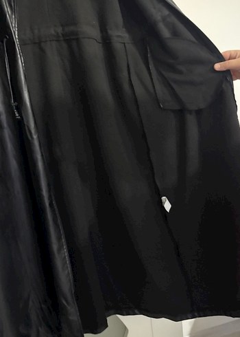 Siyah  Uzun Deri Kadın Kaban - Görsel 5