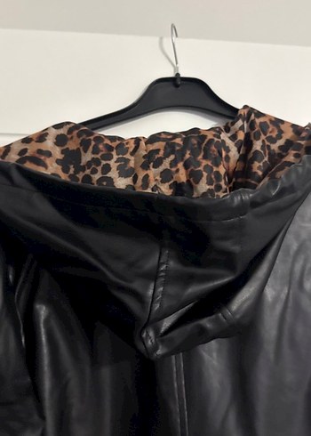 Siyah  Uzun Deri Kadın Kaban - Görsel 8