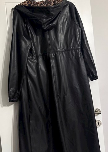 Siyah  Uzun Deri Kadın Kaban - Görsel 7