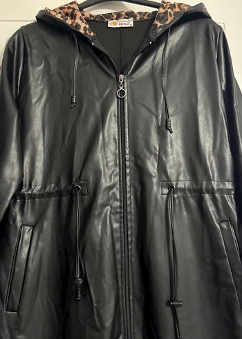 Siyah  Uzun Deri Kadın Kaban - Görsel 2