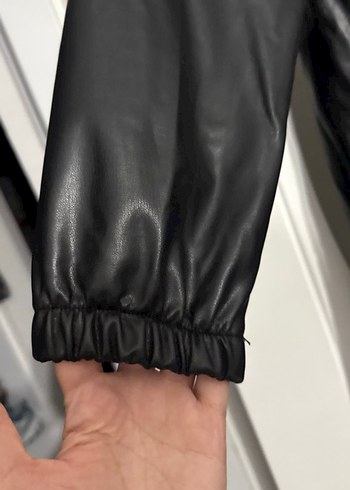 Siyah  Uzun Deri Kadın Kaban - Görsel 6