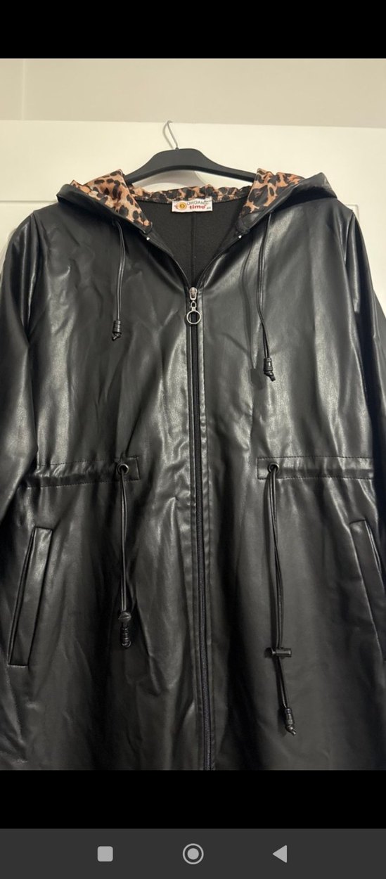 Siyah  Uzun Deri Kadın Kaban - Görsel 2