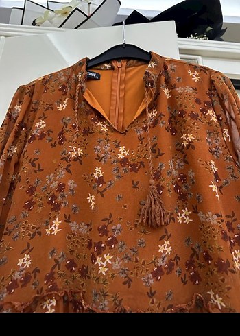 Uzun Kol Kahverengi Bohem Uzun Elbise - Görsel 6