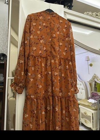 Uzun Kol Kahverengi Bohem Uzun Elbise - Görsel 4