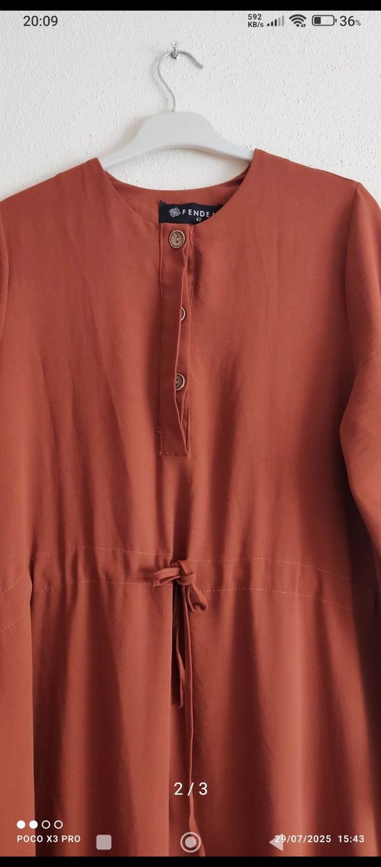 Kahverengi Uzun Bohem Elbise - Görsel 2