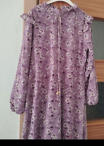 Mor Bağcıklı Uzun Bohem Elbise - Görsel 2