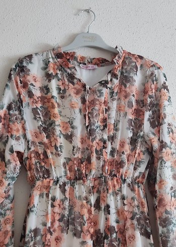 Uzun Kollu Bohem Çiçekli Uzun Elbise - Görsel 3