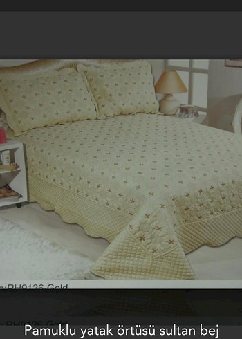 İşlemeli Bej renk Yatak Örtüsü - Görsel 3