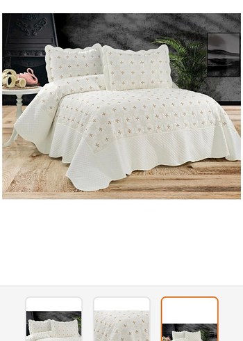 İşlemeli Bej renk Yatak Örtüsü - Görsel 2