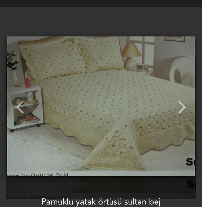 İşlemeli Bej renk Yatak Örtüsü - Görsel 3