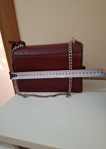 Beden bordo Renk Bordo Deri Zincir Detaylı Kadın Çanta
