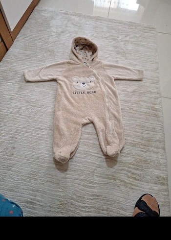 Kapüşonlu Erkek Bebek Peluş Tulum - Görsel 2