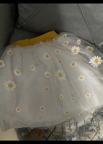 8 Yaş Beden Nakışlı Beyaz Kız Çocuk Tütü Etek