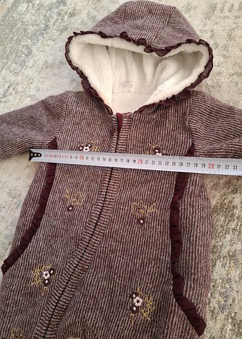 Kapüşonlu Örgü Kahverengi Kız Bebek Tulumu - Görsel 4