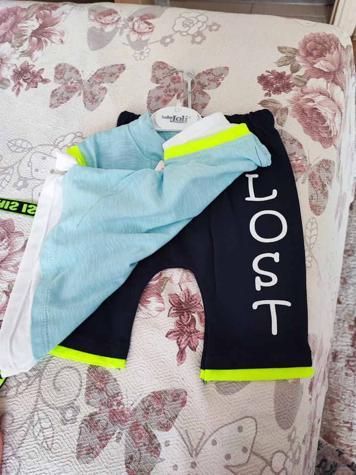 Mavi Pamuklu Erkek Bebek Kısa Kollu Takım - Görsel 2