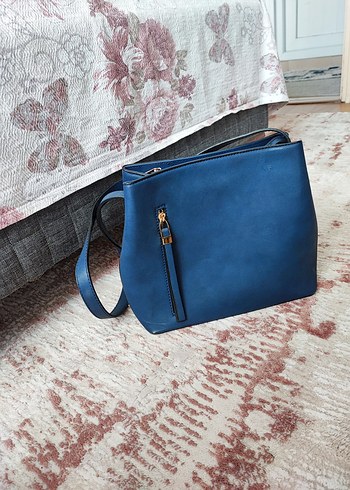 Mavi Deri Kadın Çanta - Görsel 2