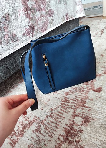 Mavi Deri Kadın Çanta - Görsel 3