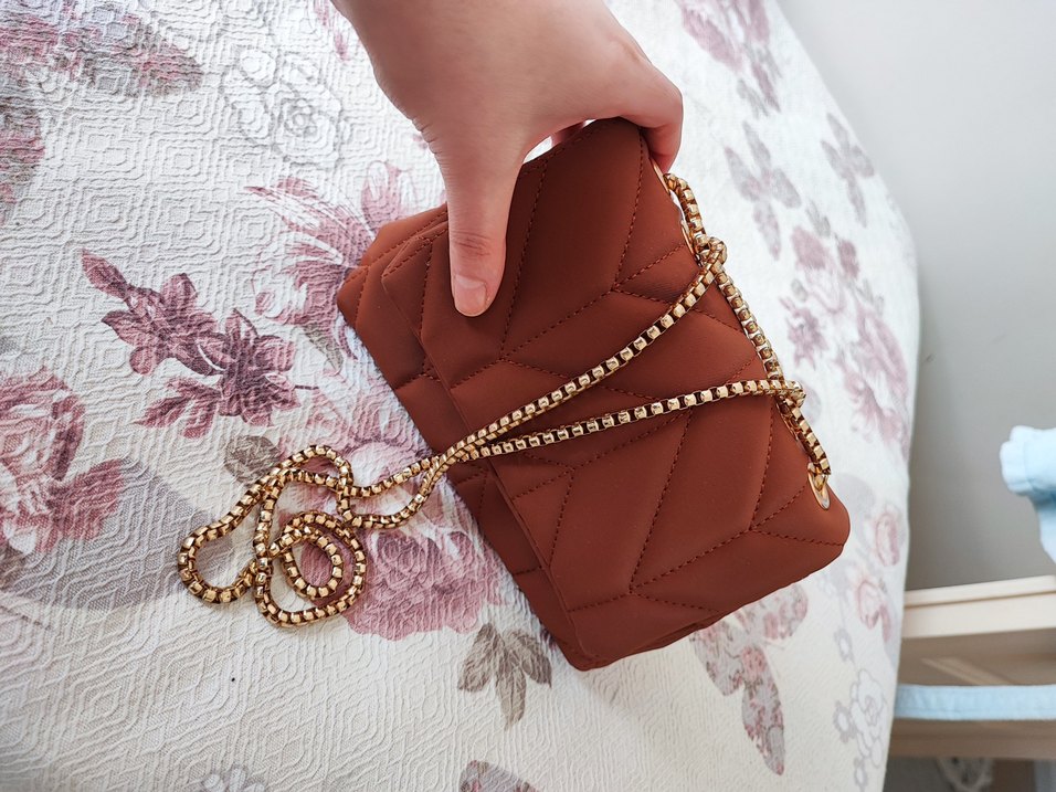 Kahverengi Zincir Detaylı Deri Kadın Çanta - Görsel 2