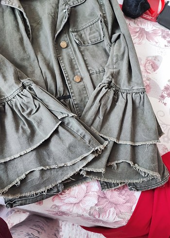 Gri Düğmeli Midi Denim Ceket - Görsel 4