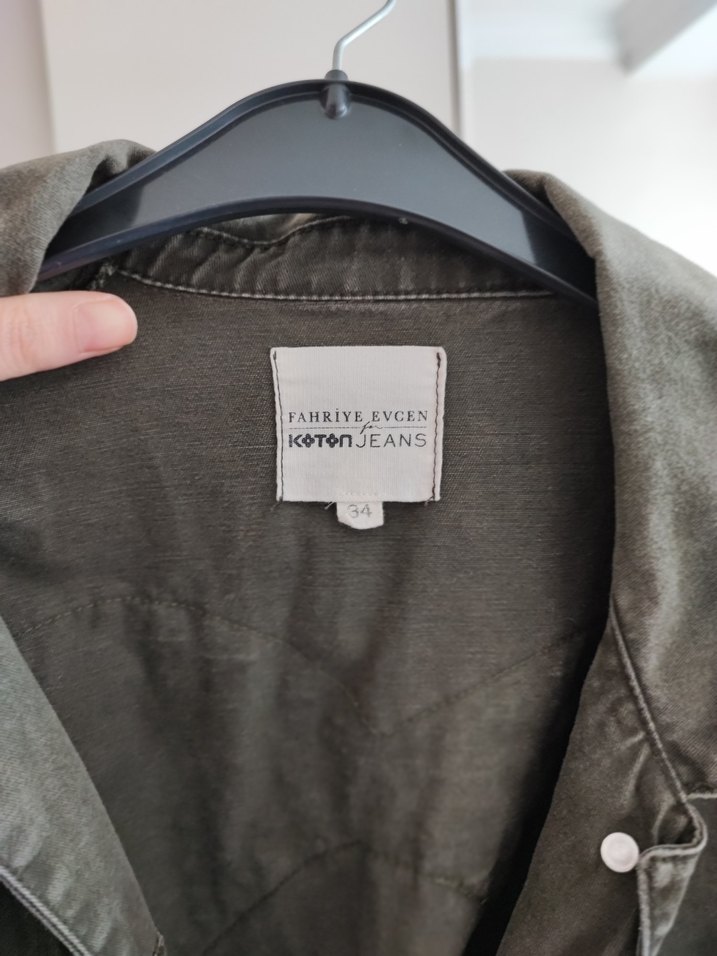 Gri Düğmeli Midi Denim Ceket - Görsel 3