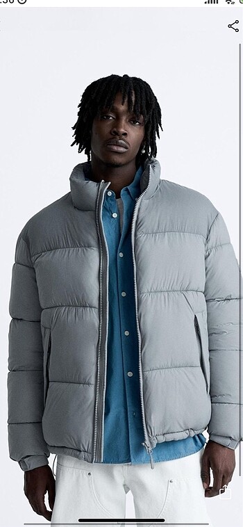 Zara Gri Zara Şişme Mont