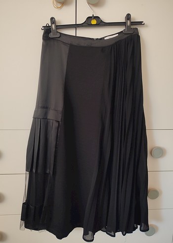 Uzun Pilili Siyah Gotik Kadın Etek