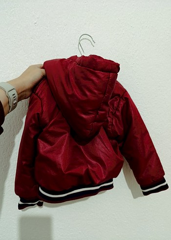 9-12 Ay Beden Bordo Nakışlı Erkek Çocuk Mont