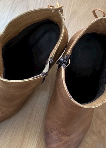37 Beden camel Renk Vintage Kahverengi Deri Platform Topuklu Bot
