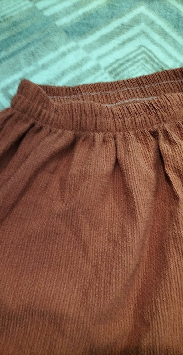Kahverengi Keten Midi Etek - Görsel 3