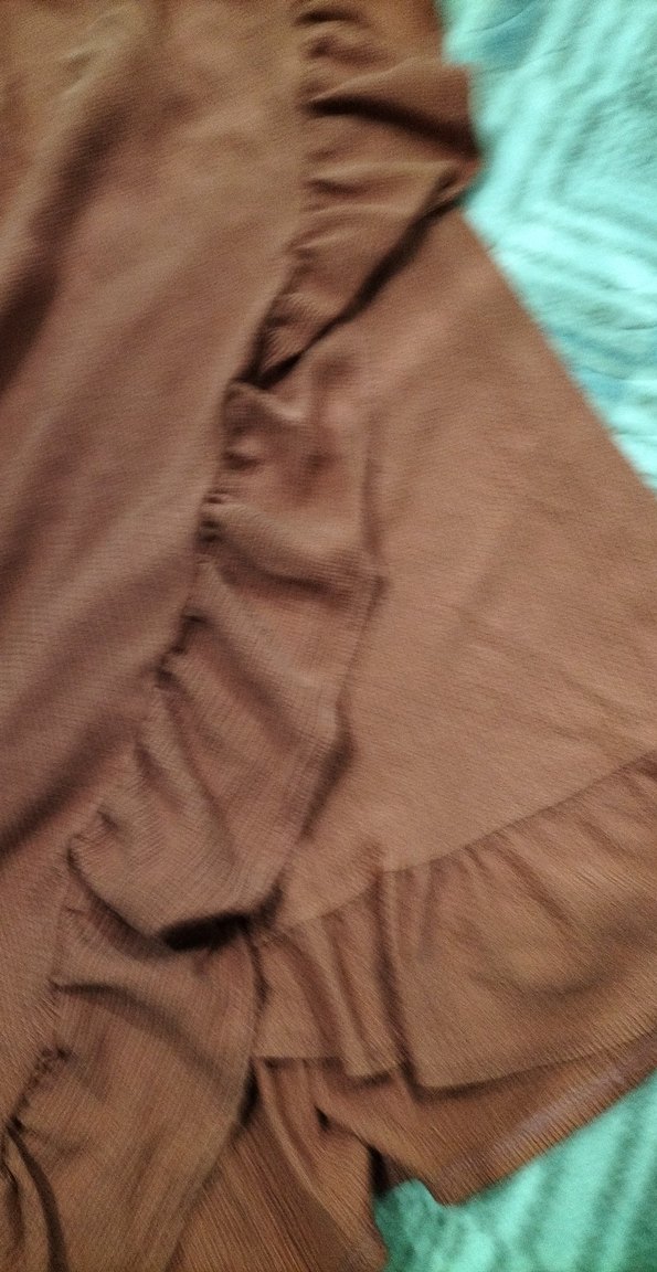 Kahverengi Keten Midi Etek - Görsel 2