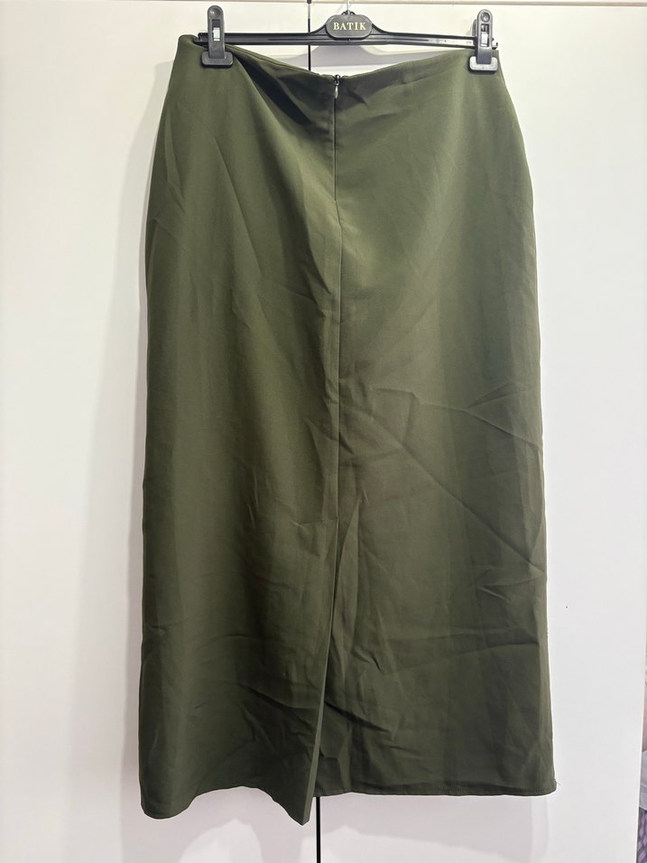 Pilili Haki Uzun Kadın Etek - Görsel 2