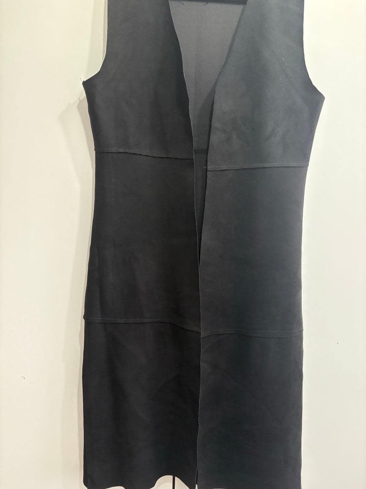 Siyah Süet Uzun Kadın Yelek - Görsel 2