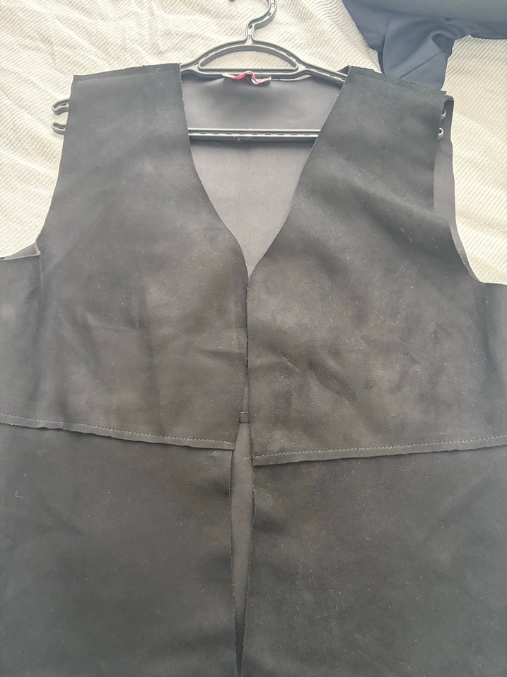 Siyah Süet Uzun Kadın Yelek - Görsel 4