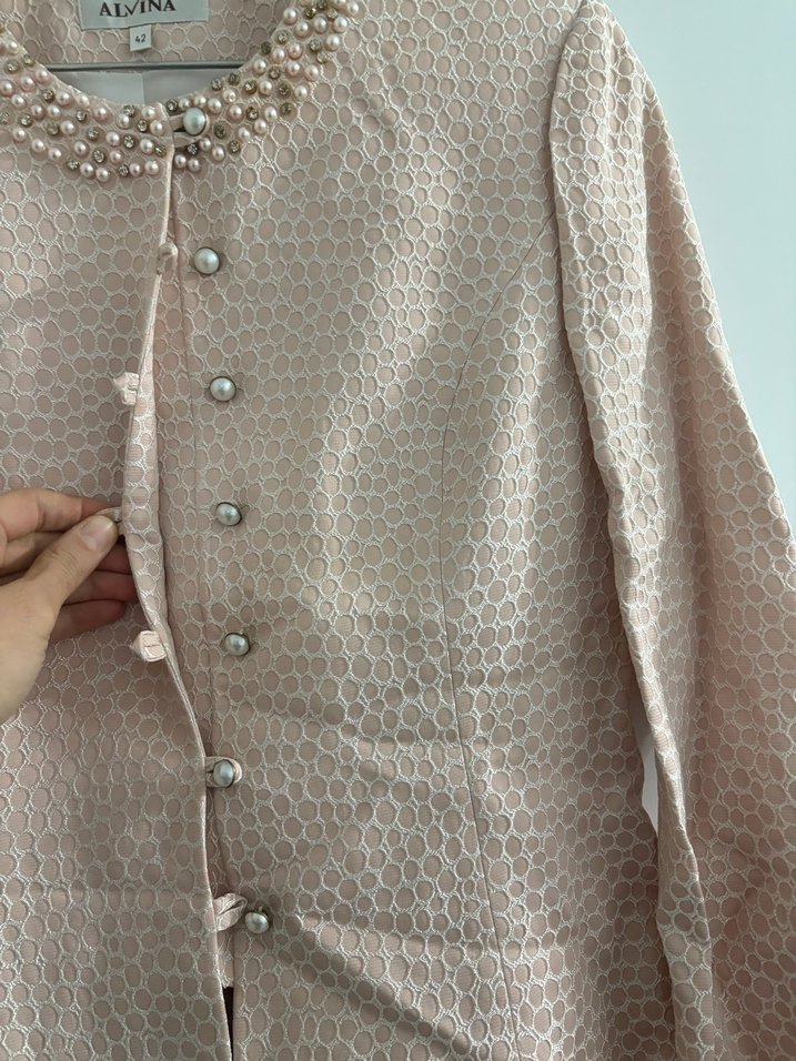 Alvina Pembe Jakarlı Uzun Takım - Görsel 4