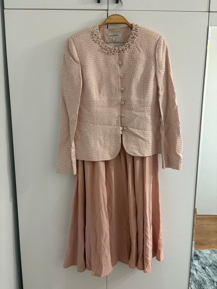 Alvina Pembe Jakarlı Uzun Takım - Görsel 2