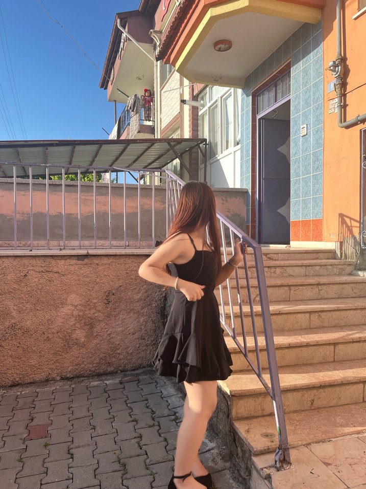 Siyah V Yakalı Drapeli Midi Abiye Elbise - Görsel 2