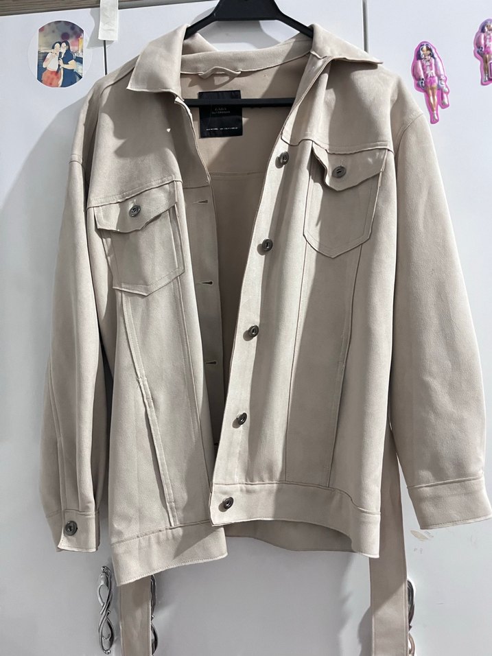 Düğmeli Bej Midi Deri Kadın Kaban - Görsel 2