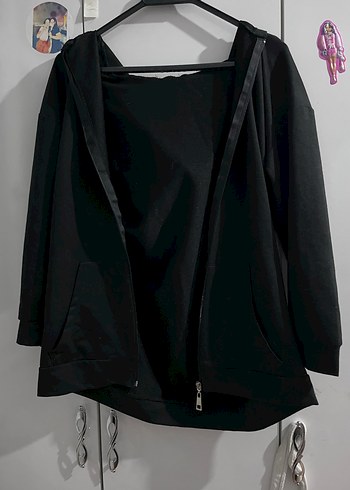 Siyah Midi ceket Fermuarlı - Görsel 2