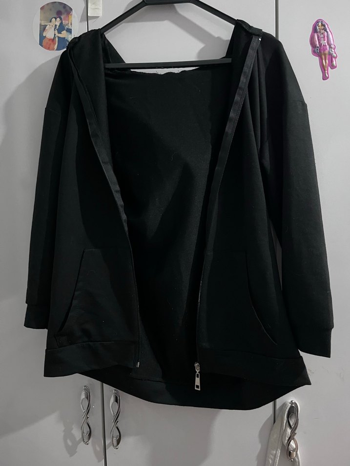 Siyah Midi ceket Fermuarlı - Görsel 2
