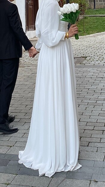m Beden beyaz Renk Tesettür nikah elbisesi