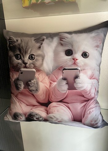 Kedi baskılı dekoratif yastık - Görsel 5