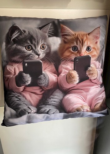 Kedi baskılı dekoratif yastık - Görsel 3