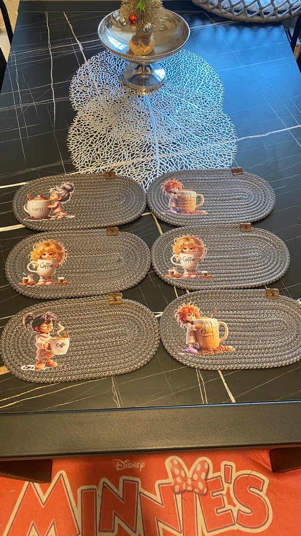 Bohem Tarzı Kahve Temalı El Yapımı Bardak Altlıkları - Görsel 2