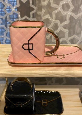 Beyaz Altın Detaylı 2'li Fincan ve Tabak Seti - Görsel 4